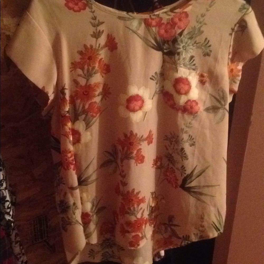 Floral Tan Blouse